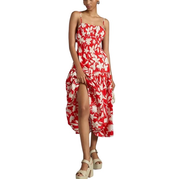 Moon River Dresses & Skirts - Anthropologie Moon River square neck floral A-line smocked waist dress Sz L NWT